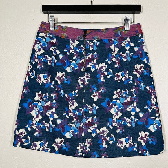 Maeve Embroidered Mini Skirt Floral Pockets Mid Mod - 2 - Picture 3 of 7